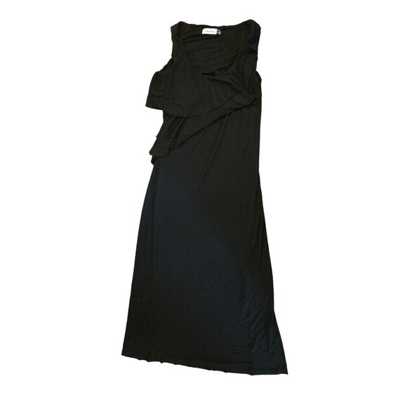 Calvin Klein Women's 6 Black Maxi Goth Ren Faire Halloween Formal Ruffle Top - Picture 1 of 10